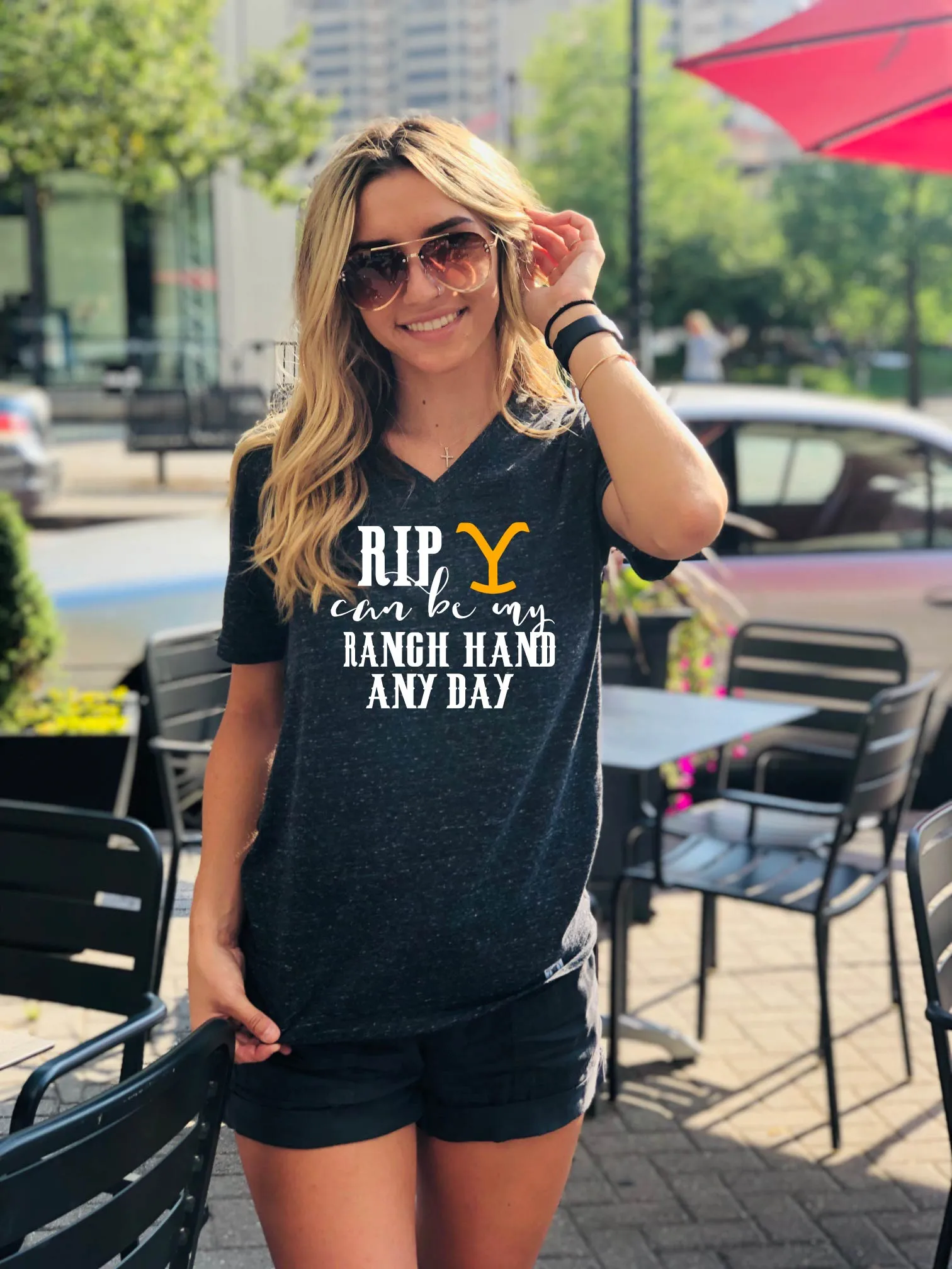 Rip Can Be My Ranch Hand Shirt - Yellowstone TV Show Shirt - Rip Wheeler Shirt - Dutton Shirt - Ranch Shirt Country  Unisex Tri-Blend V-Neck