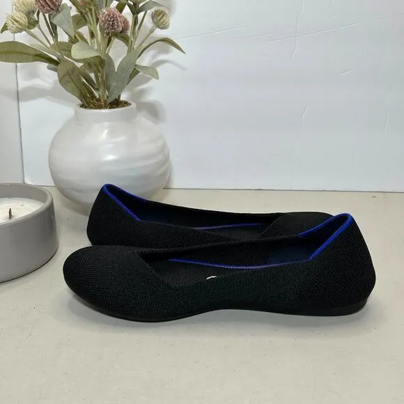Rothy's The Flat Round Toe Black Women 7 Casual Comfort Work Lightweight