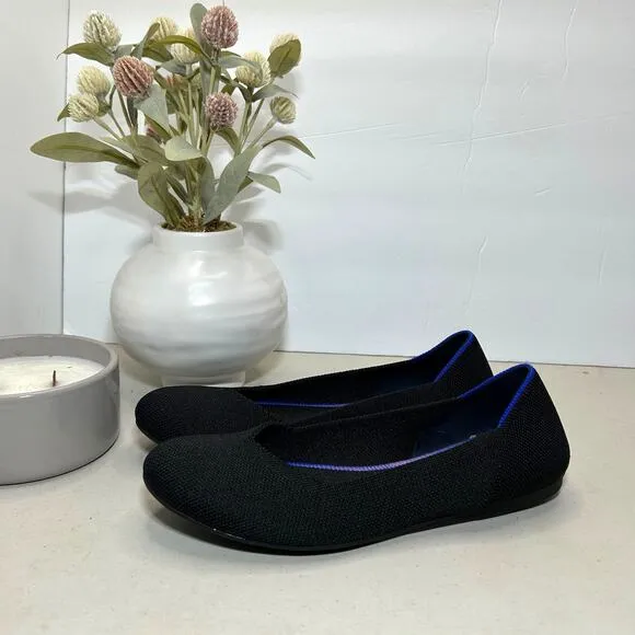Rothy's The Flat Round Toe Black Women 7 Casual Comfort Work Lightweight