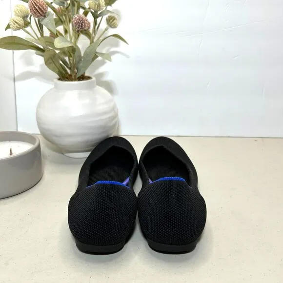 Rothy's The Flat Round Toe Black Women 7 Casual Comfort Work Lightweight