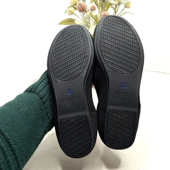 Rothy's The Flat Round Toe Black Women 7 Casual Comfort Work Lightweight
