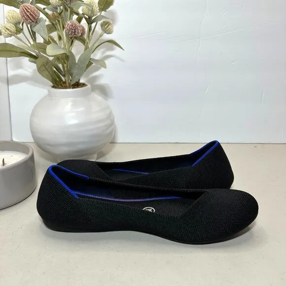 Rothy's The Flat Round Toe Black Women 7 Casual Comfort Work Lightweight