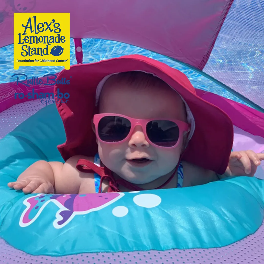 RuffleButts Toddler Ice Cream Tankini with Roshambo Pink Glitter Sunglasses