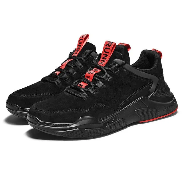 Running Shoes For Men Summer Sneakers Breathable Mesh Outdoor Sport Shoes Men Increase Black  Upper Lace Up Male Shoes