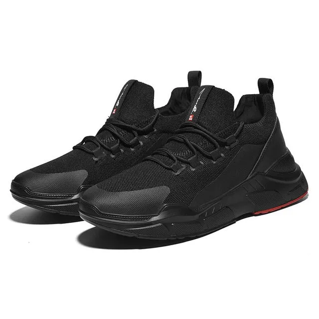 Running Shoes For Men Summer Sneakers Breathable Mesh Outdoor Sport Shoes Men Increase Black  Upper Lace Up Male Shoes