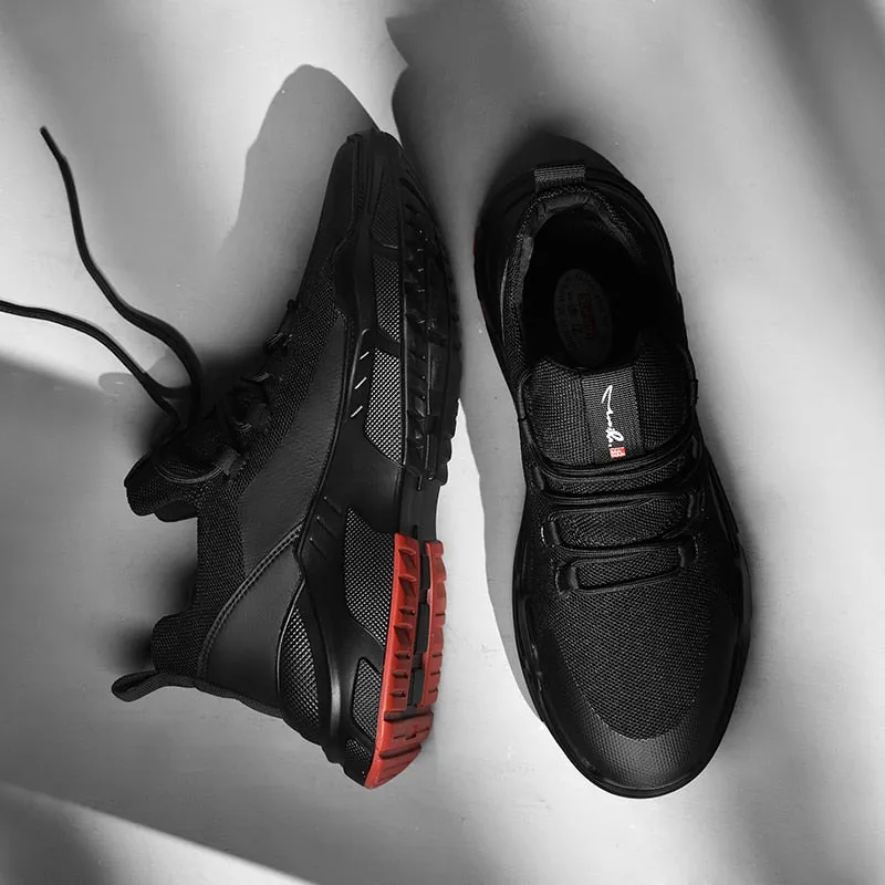 Running Shoes For Men Summer Sneakers Breathable Mesh Outdoor Sport Shoes Men Increase Black  Upper Lace Up Male Shoes