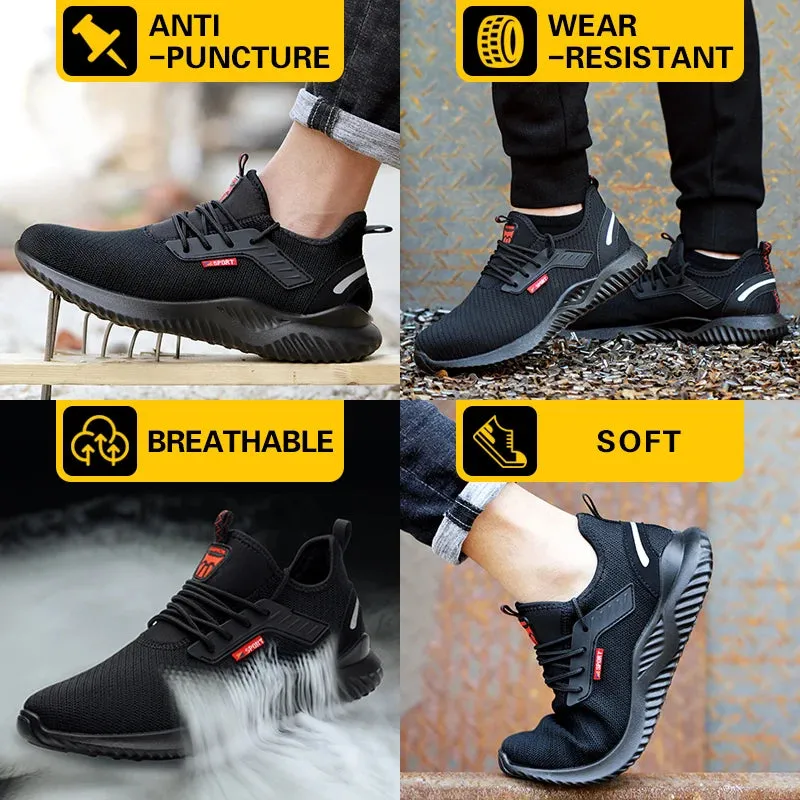 Safety Shoes Men With Steel Toe Cap Anti-smash Men Work Shoes Sneakers