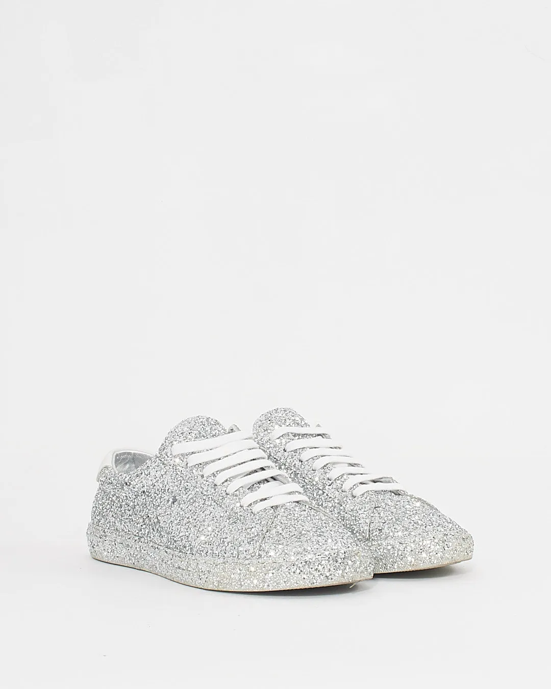 Saint Laurent Silver Glitter Andy Low-Top Sneakers - 39