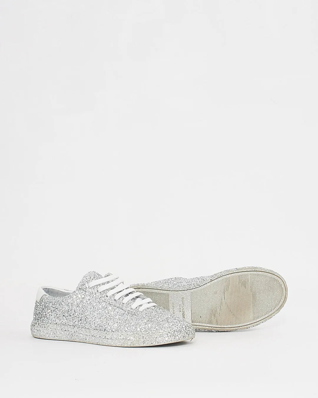 Saint Laurent Silver Glitter Andy Low-Top Sneakers - 39