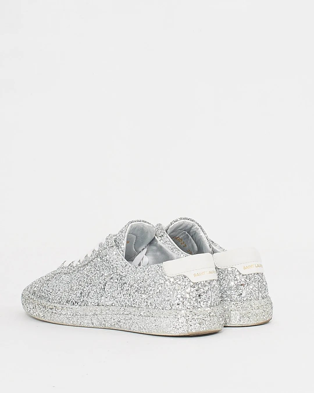 Saint Laurent Silver Glitter Andy Low-Top Sneakers - 39