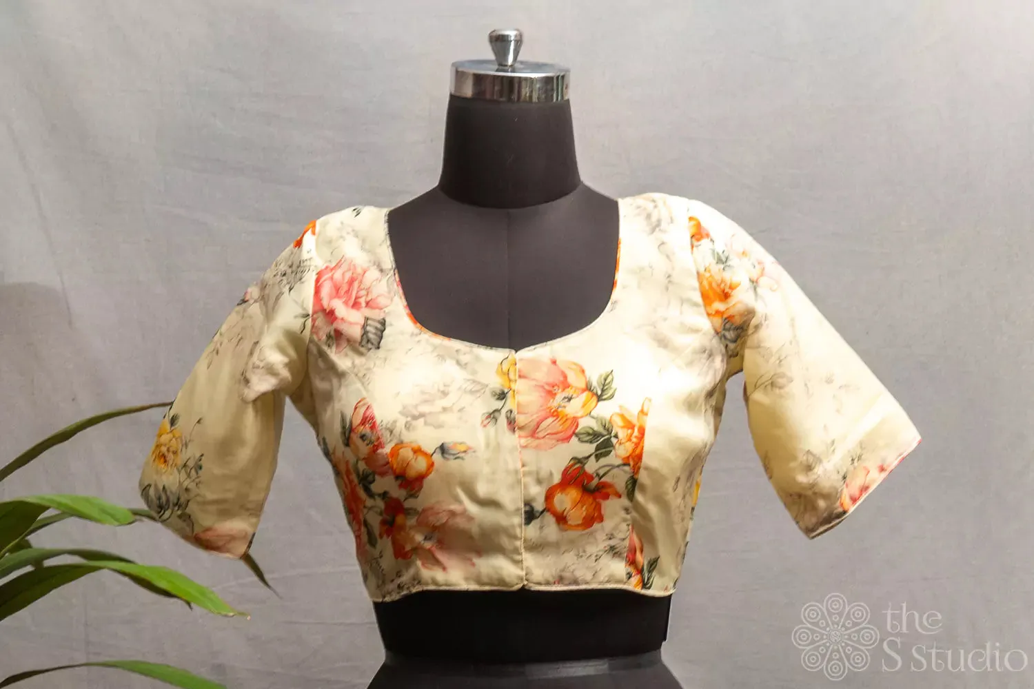Sandal yellow semi-silk readymade blouse