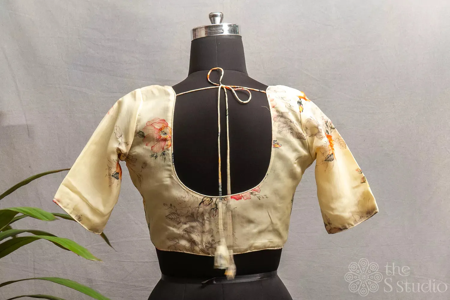 Sandal yellow semi-silk readymade blouse