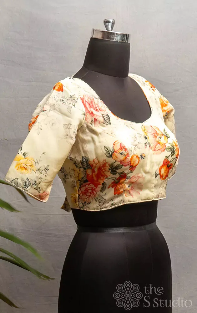 Sandal yellow semi-silk readymade blouse