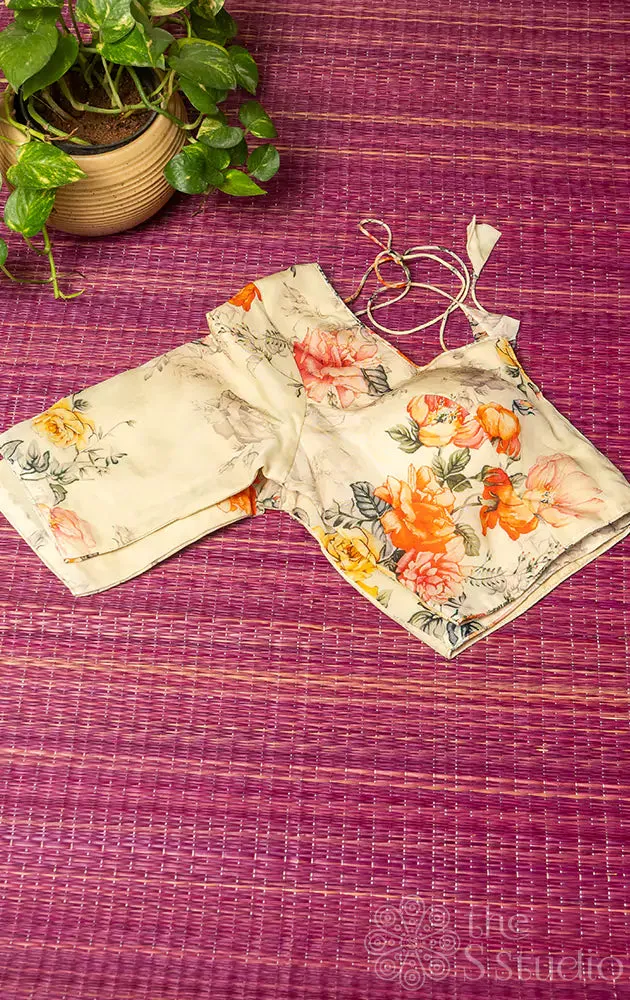 Sandal yellow semi-silk readymade blouse