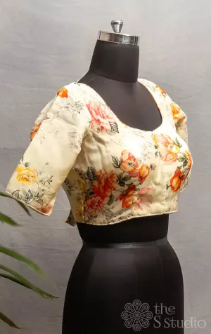 Sandal yellow semi-silk readymade blouse