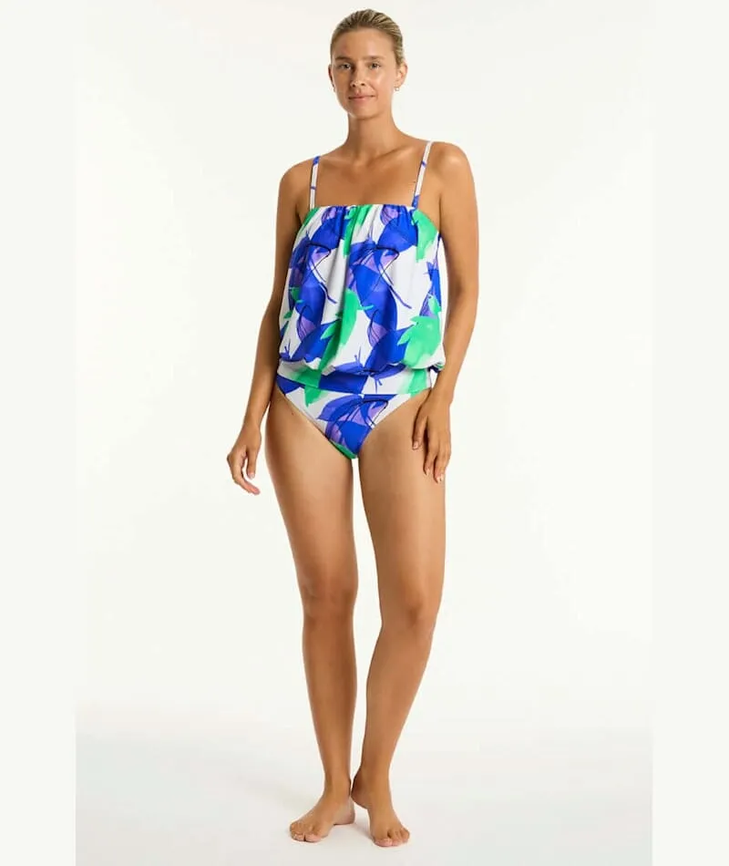Sea Level Sublime Blouson Bandeau Tankini Top - Cobalt