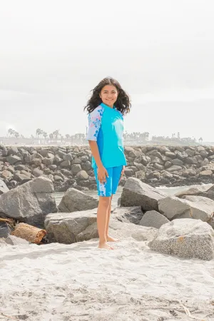 Seaside Short Sleeve Rash Guard - Celeste (MADE IN USA)