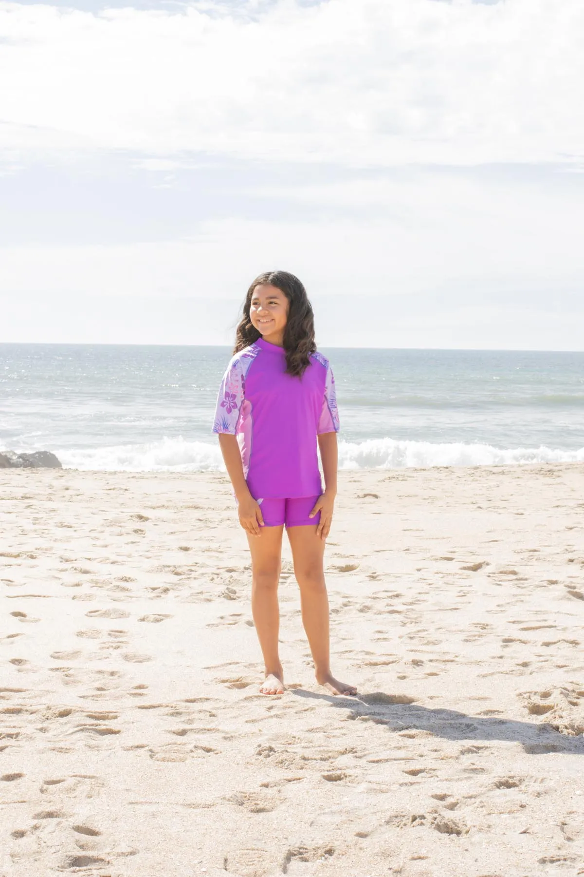 Seaside Short Sleeve Rash Guard - Malva (MADE IN USA)