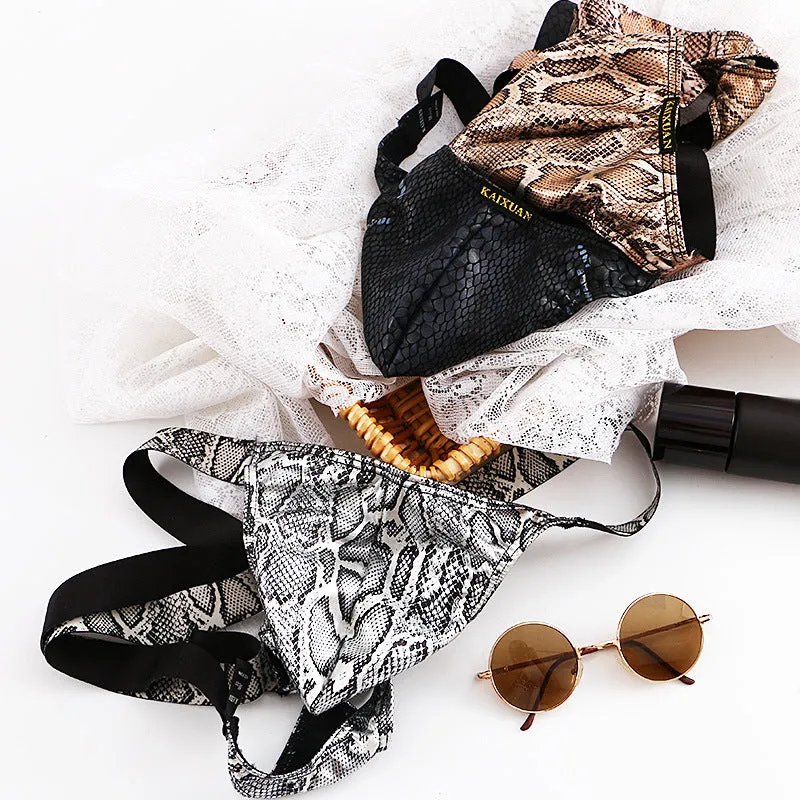 Sexy python patterned jumpsuit with thong straps