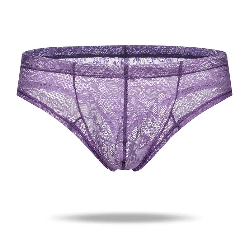 Sexy Translucent Lace  Elastic Nylon Men's Brief