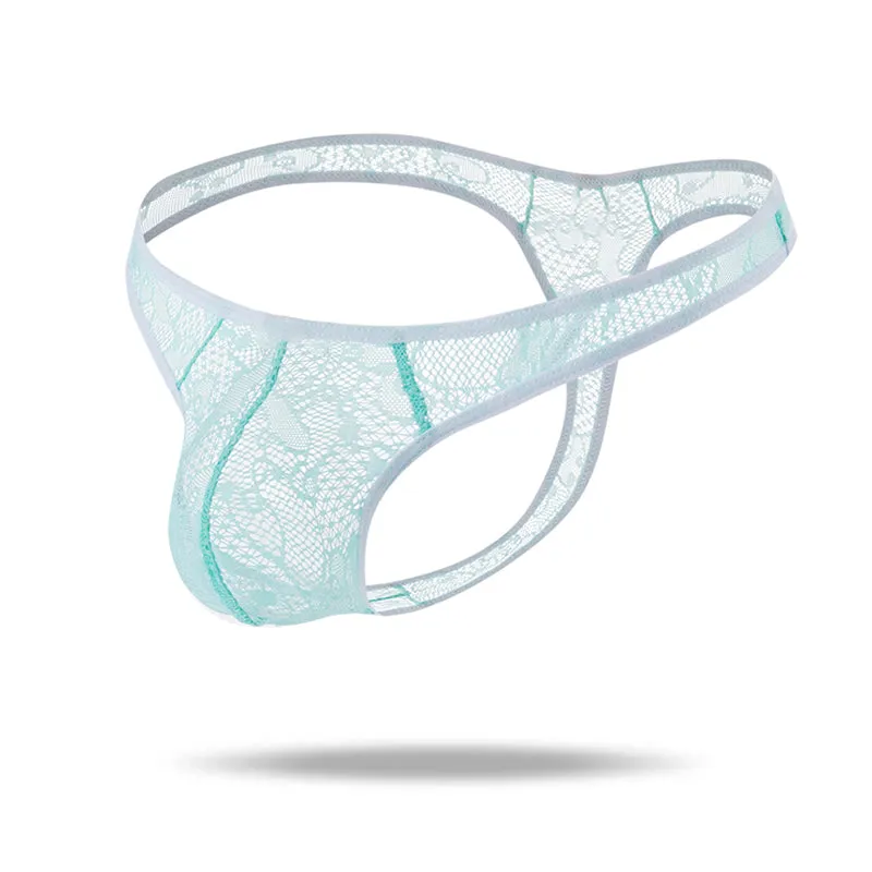 Sexy Translucent Lace  Elastic Nylon Men's Thong