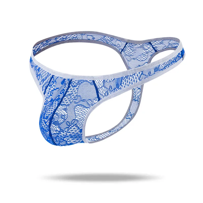 Sexy Translucent Lace  Elastic Nylon Men's Thong
