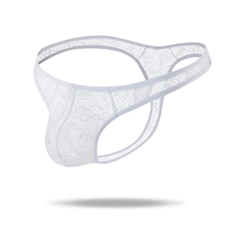 Sexy Translucent Lace  Elastic Nylon Men's Thong