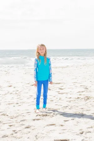 Shoreline Long Sleeve Rash Guard - Celeste (MADE IN USA)