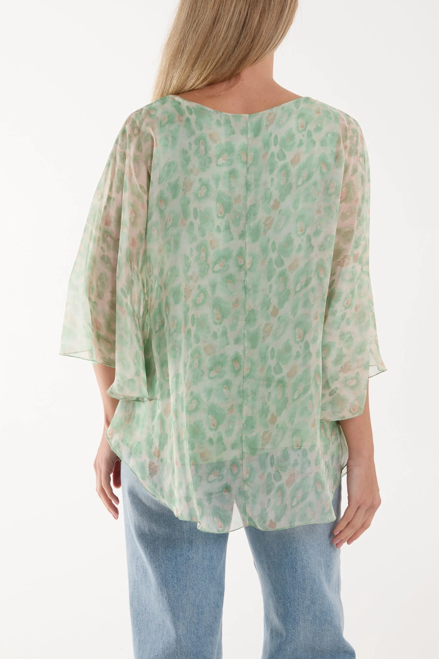 Silk Like Leopard Print Top