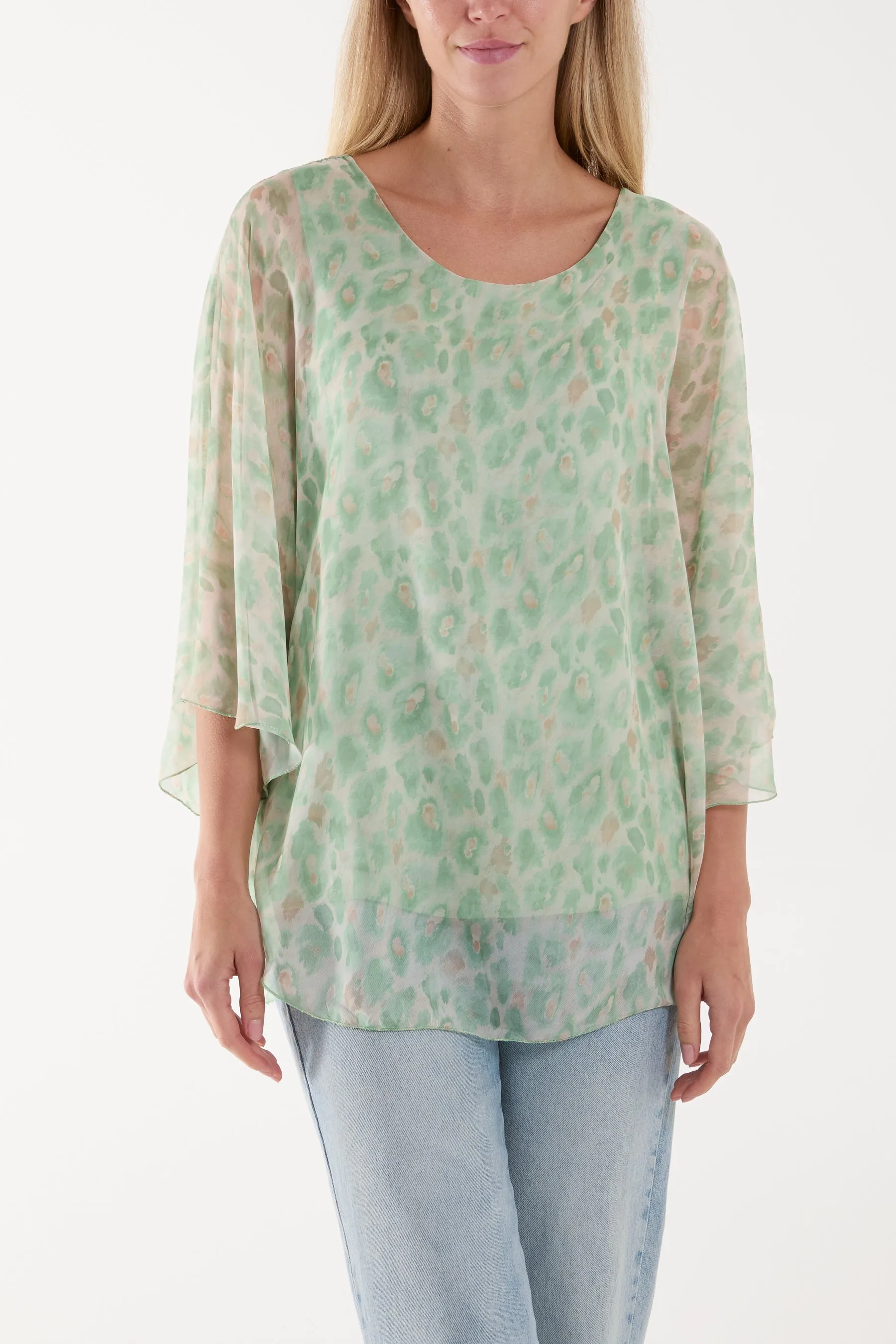Silk Like Leopard Print Top