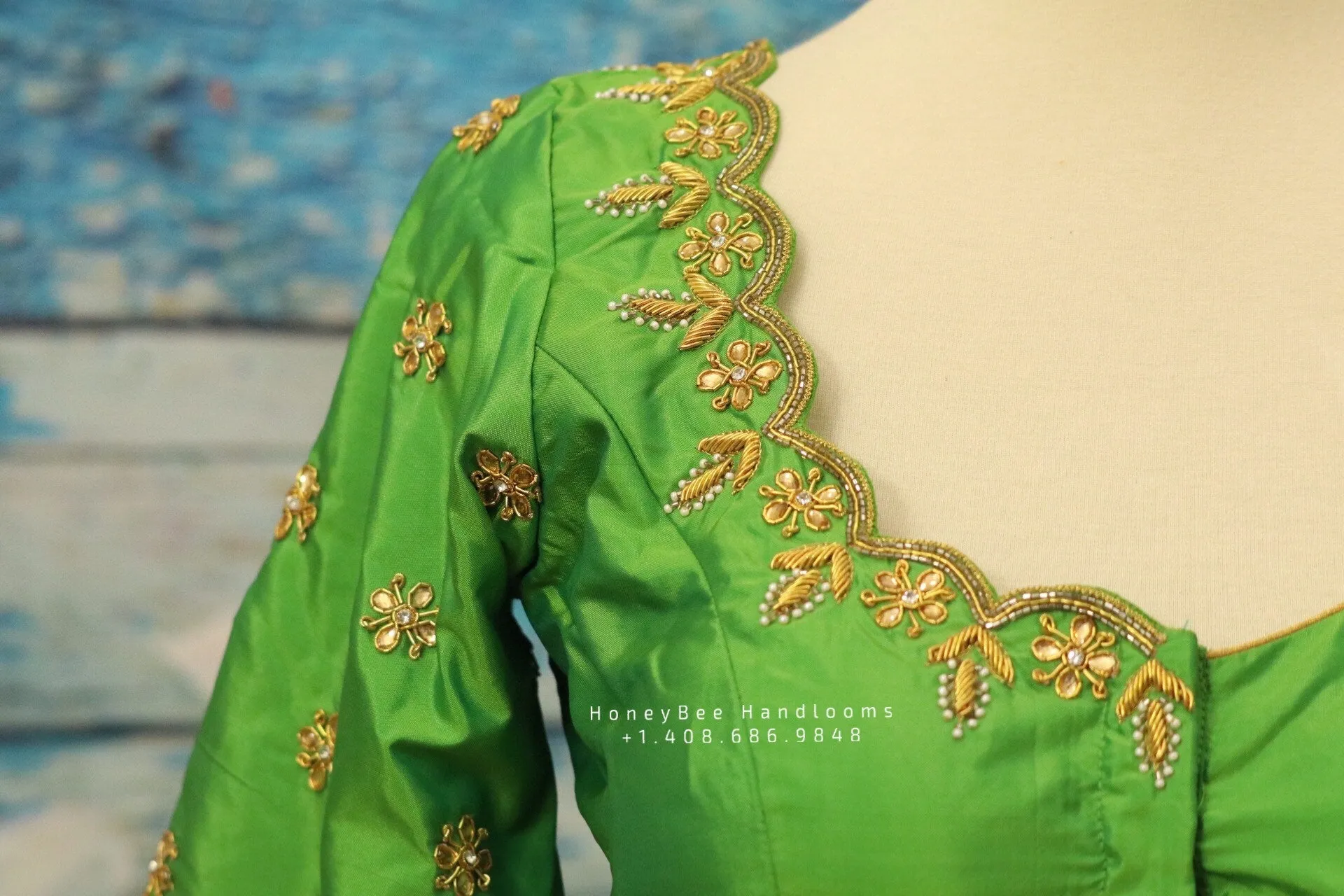 Silk saree blouse | bridal blouse | Saree Blouse | Blouse | Silk Blouse | Maggamwork blouse | Heavy work blouse HoneyBee Handlooms