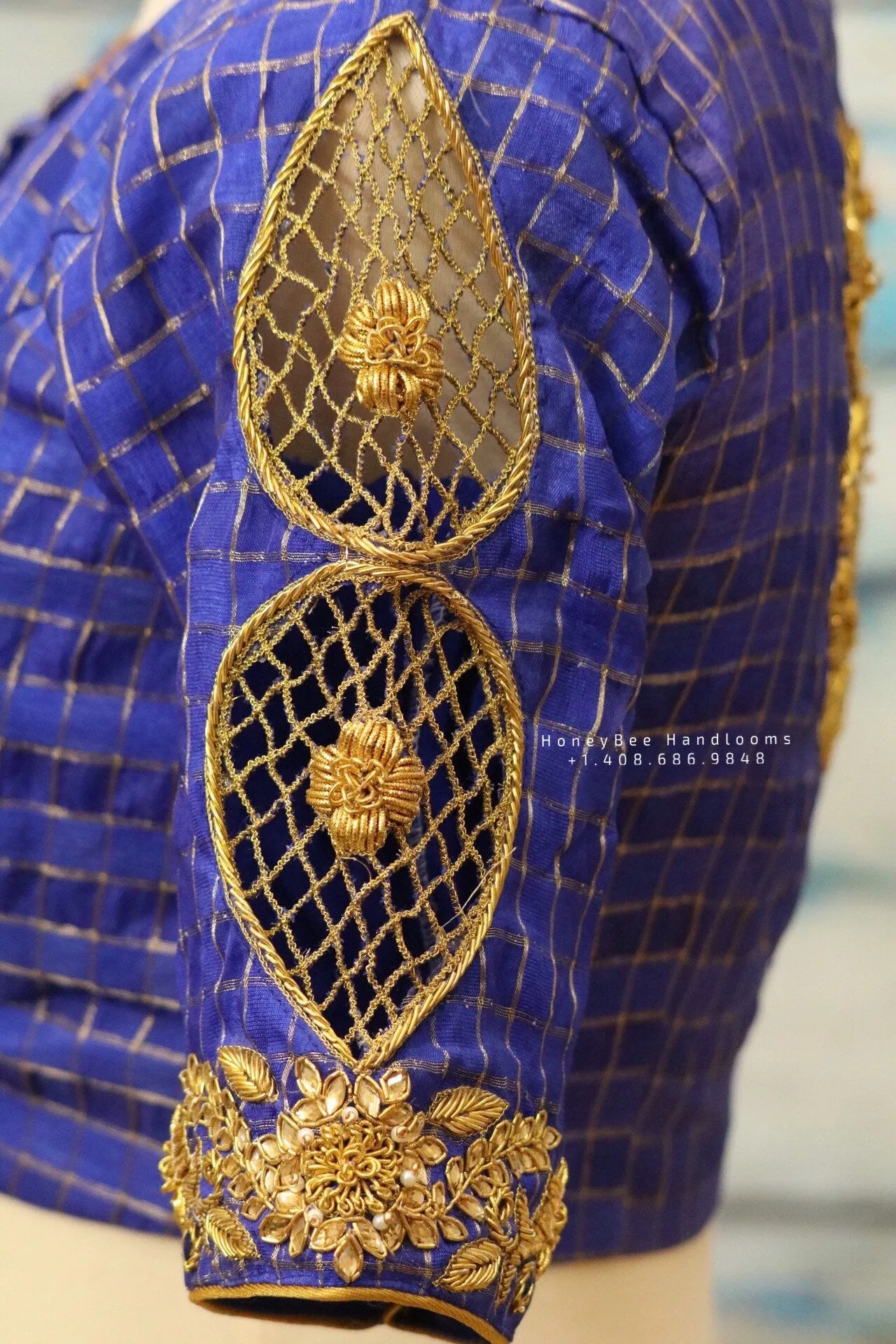Silk Saree Blouse | Stitched blouse | Blouse!Silk Blouse | Pure silk Blouse | Ruffle sleev blouse| Silver Blouse - HoneyBee Handlooms