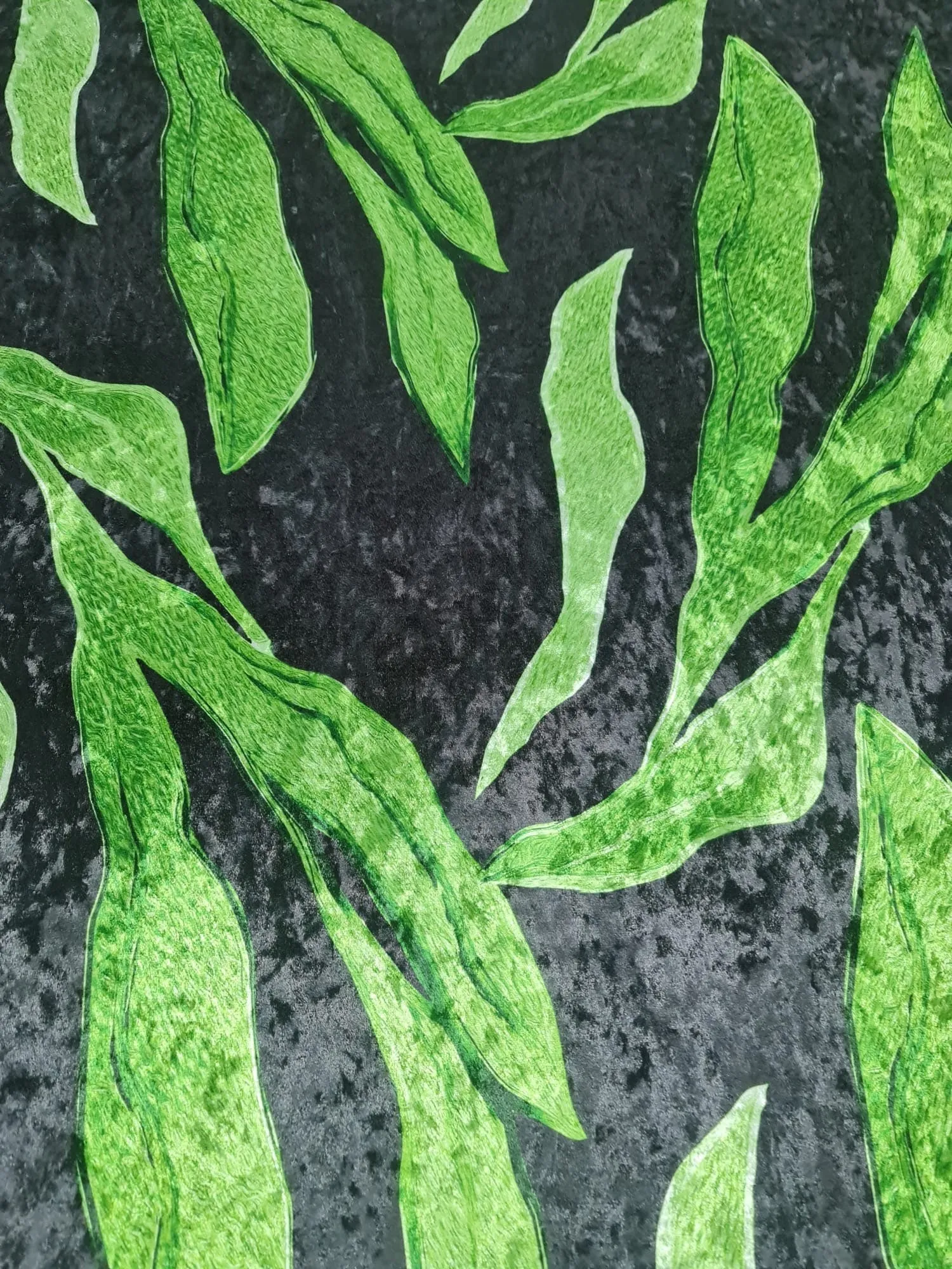 Silky Velvet Fabric , Leaf Pattern Fabric
