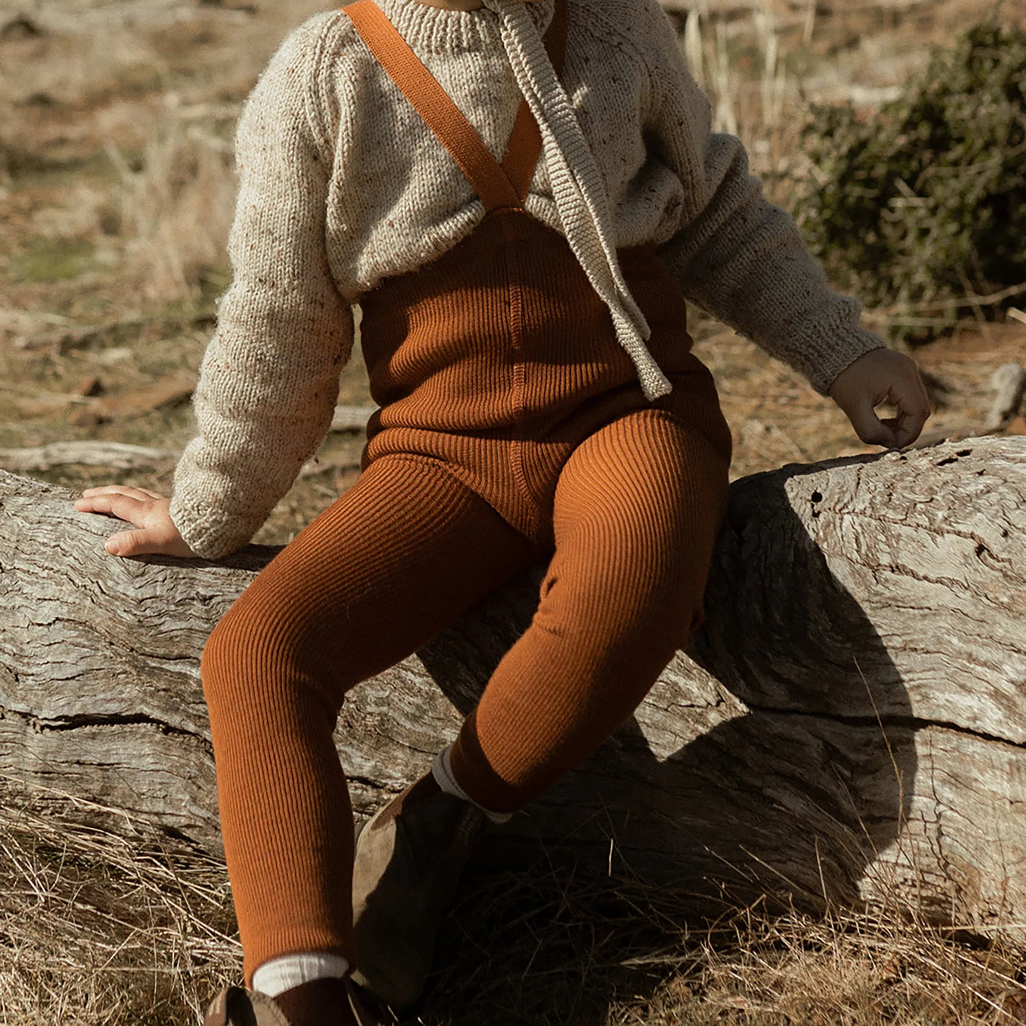 Silly Silas Wooly Footless Tights with Braces - Ginger