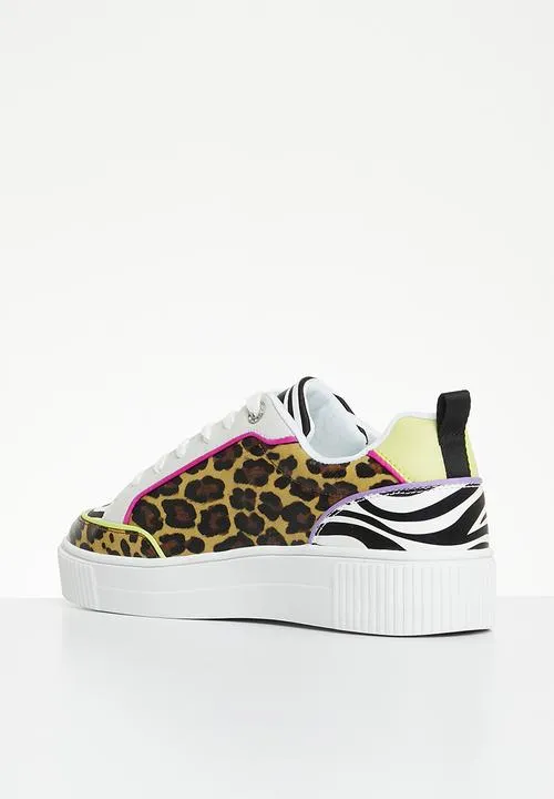 Sissyboy Ladies Animal Print And Col Block Sneaker