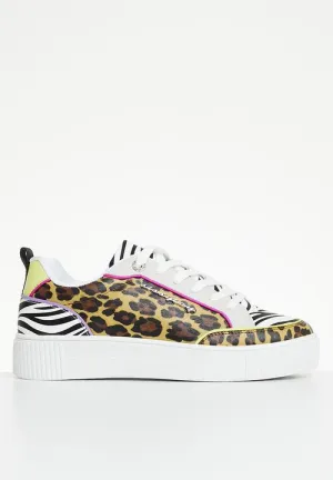 Sissyboy Ladies Animal Print And Col Block Sneaker