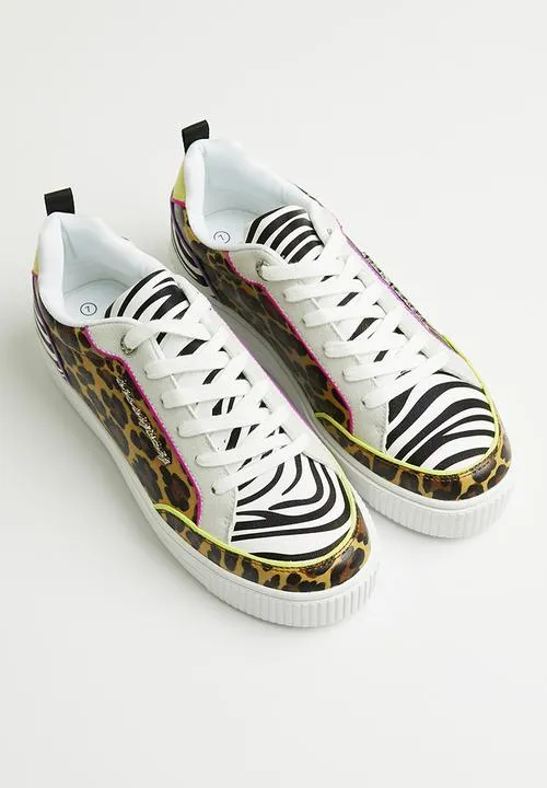 Sissyboy Ladies Animal Print And Col Block Sneaker