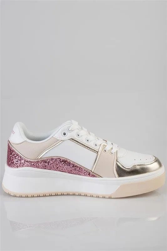 Sissyboy Ladies Glitter Block Sneaker Natural