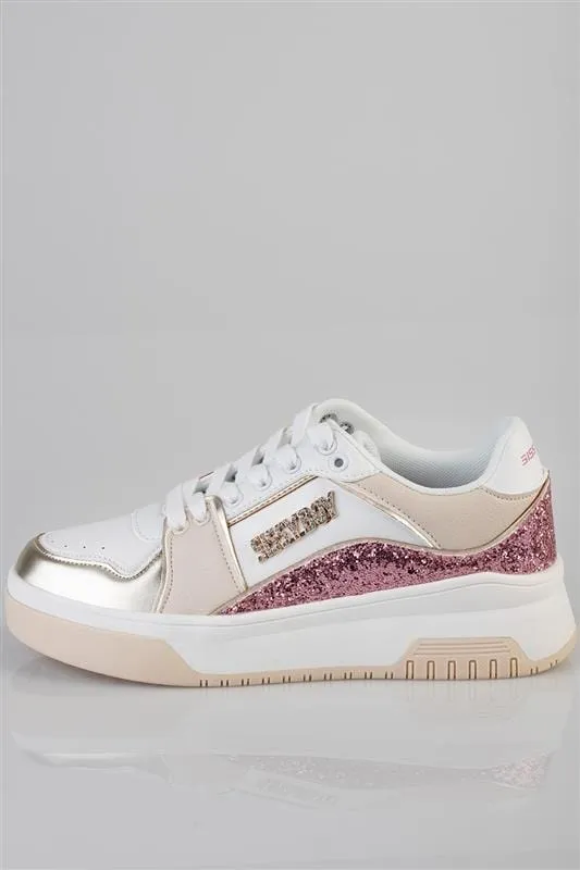 Sissyboy Ladies Glitter Block Sneaker Natural
