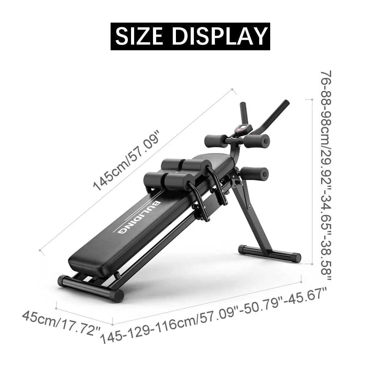 Sit Up Bench, Incline Decline Bench w/ LCD Display Full Body Workout