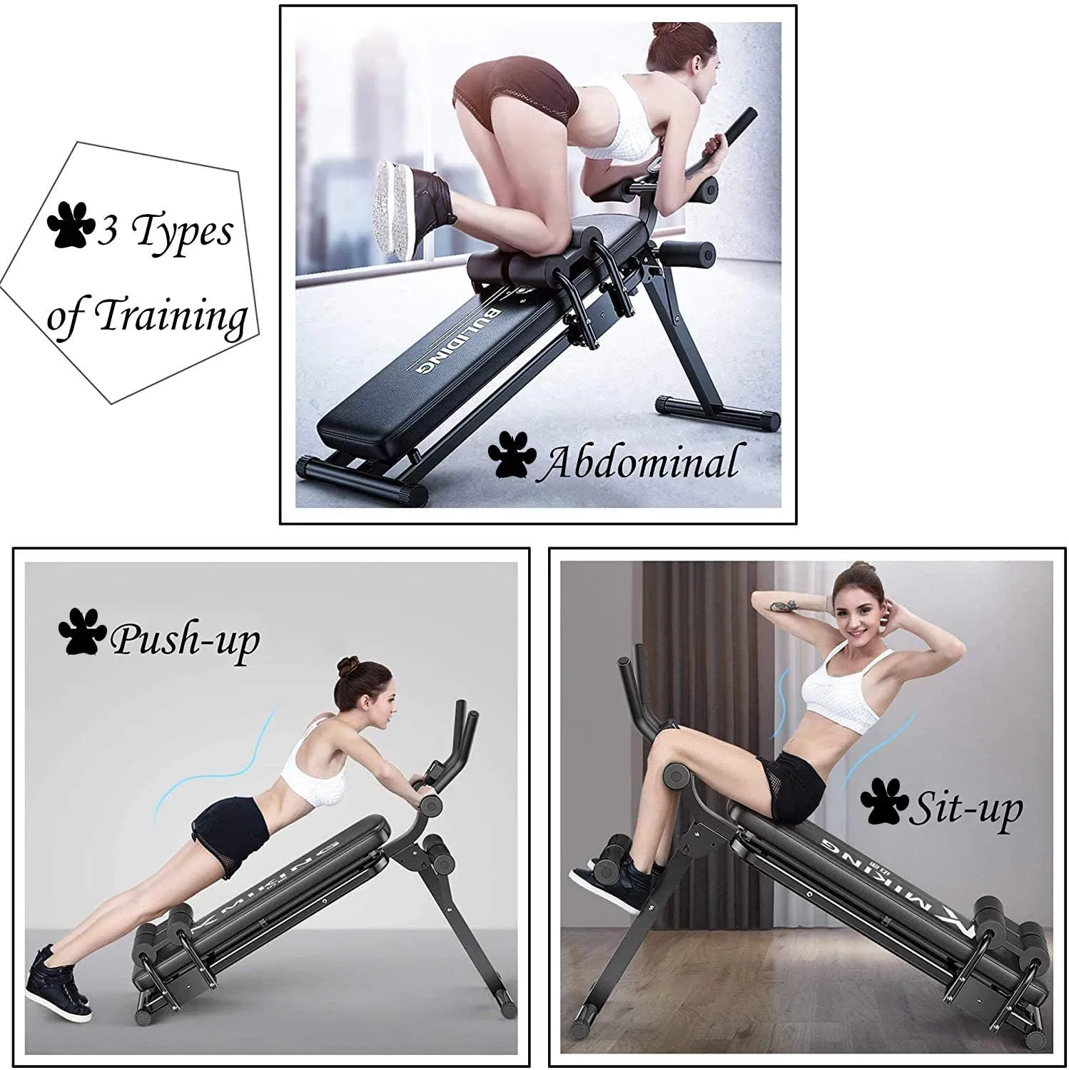 Sit Up Bench, Incline Decline Bench w/ LCD Display Full Body Workout