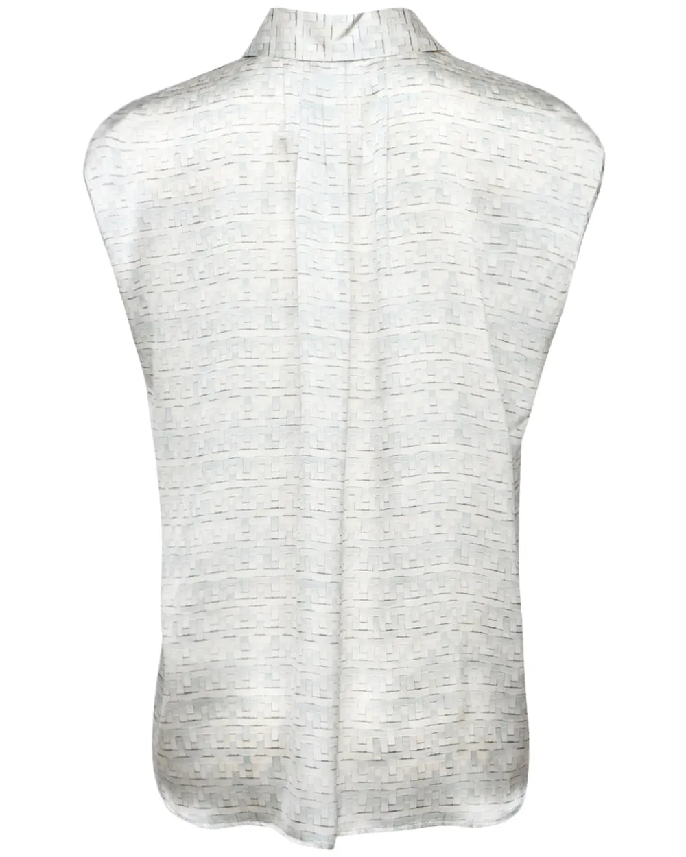 Sky Blue Woven Print Silk Shirt