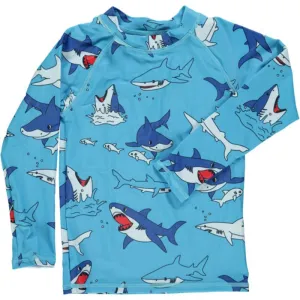 Smafolk Long Sleeve Shark Swim Top - Blue Grotto (Last one! 1-2y)
