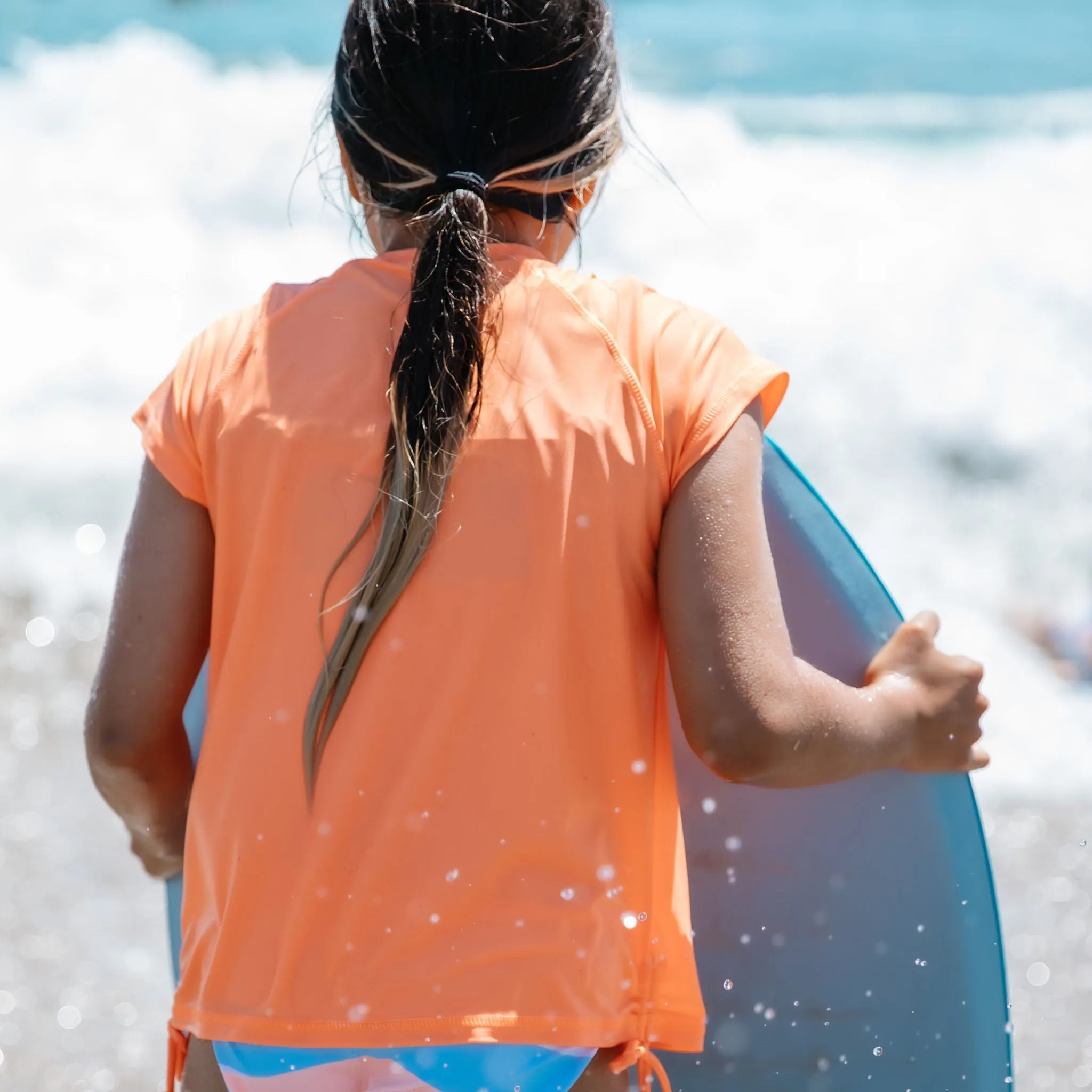 SNAPPERROCK Girls Tangerine Short Sleeve Rash Top