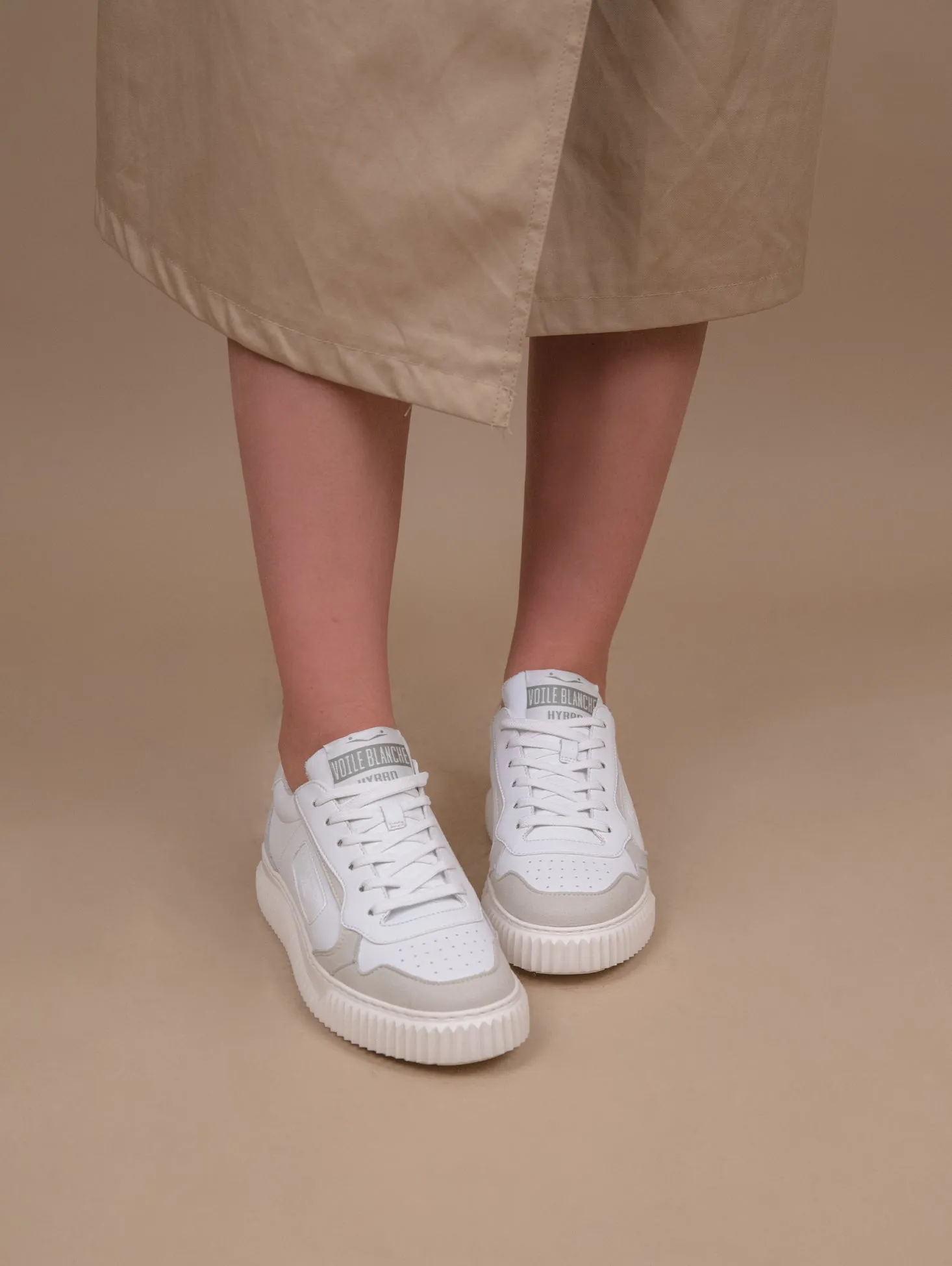 Sneakers in pelle Hybro city bianco beige