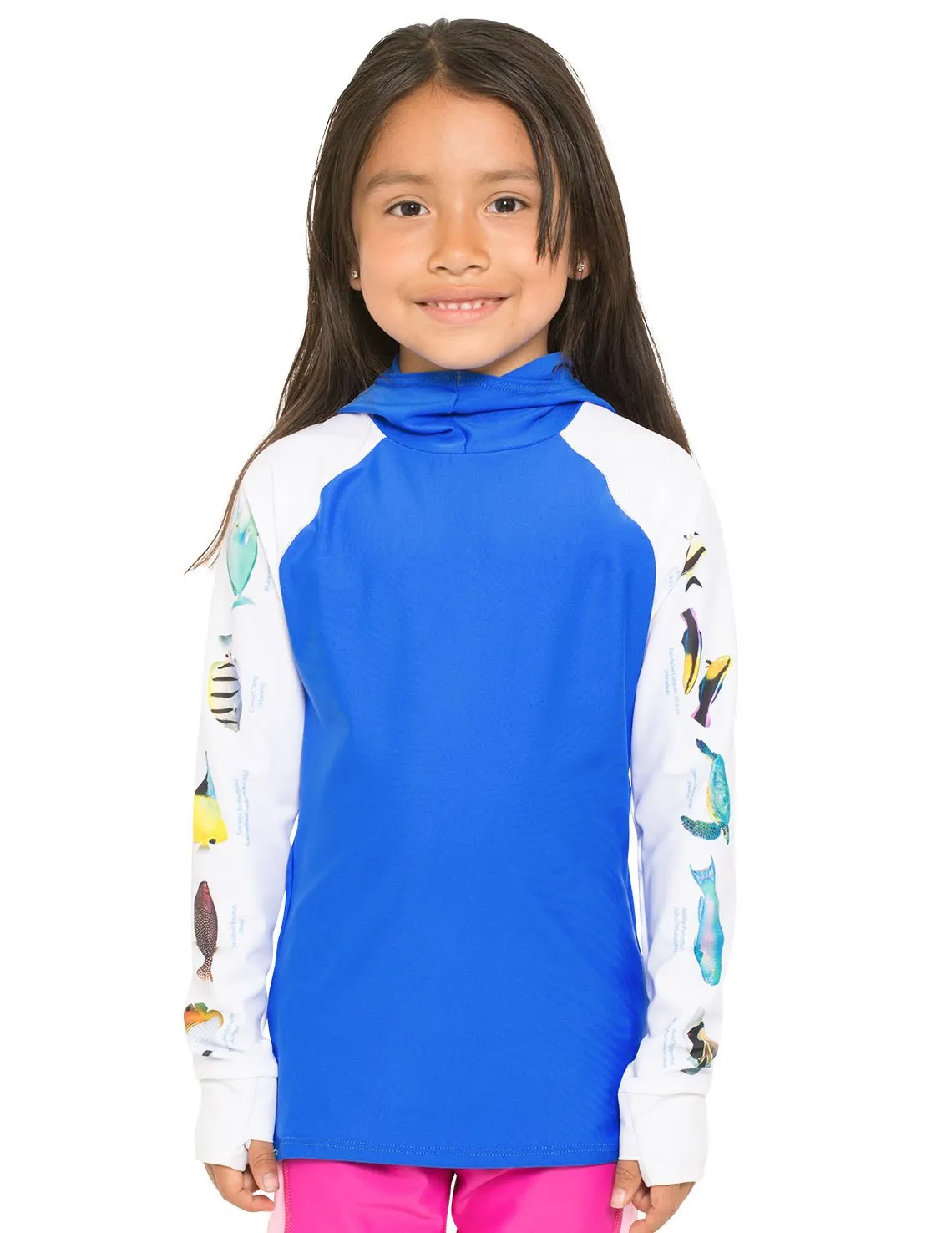 Snorkel Hoodie Rash Guard - Caribbean Fish ID - Royal