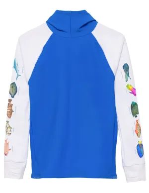 Snorkel Hoodie Rash Guard - Caribbean Fish ID - Royal