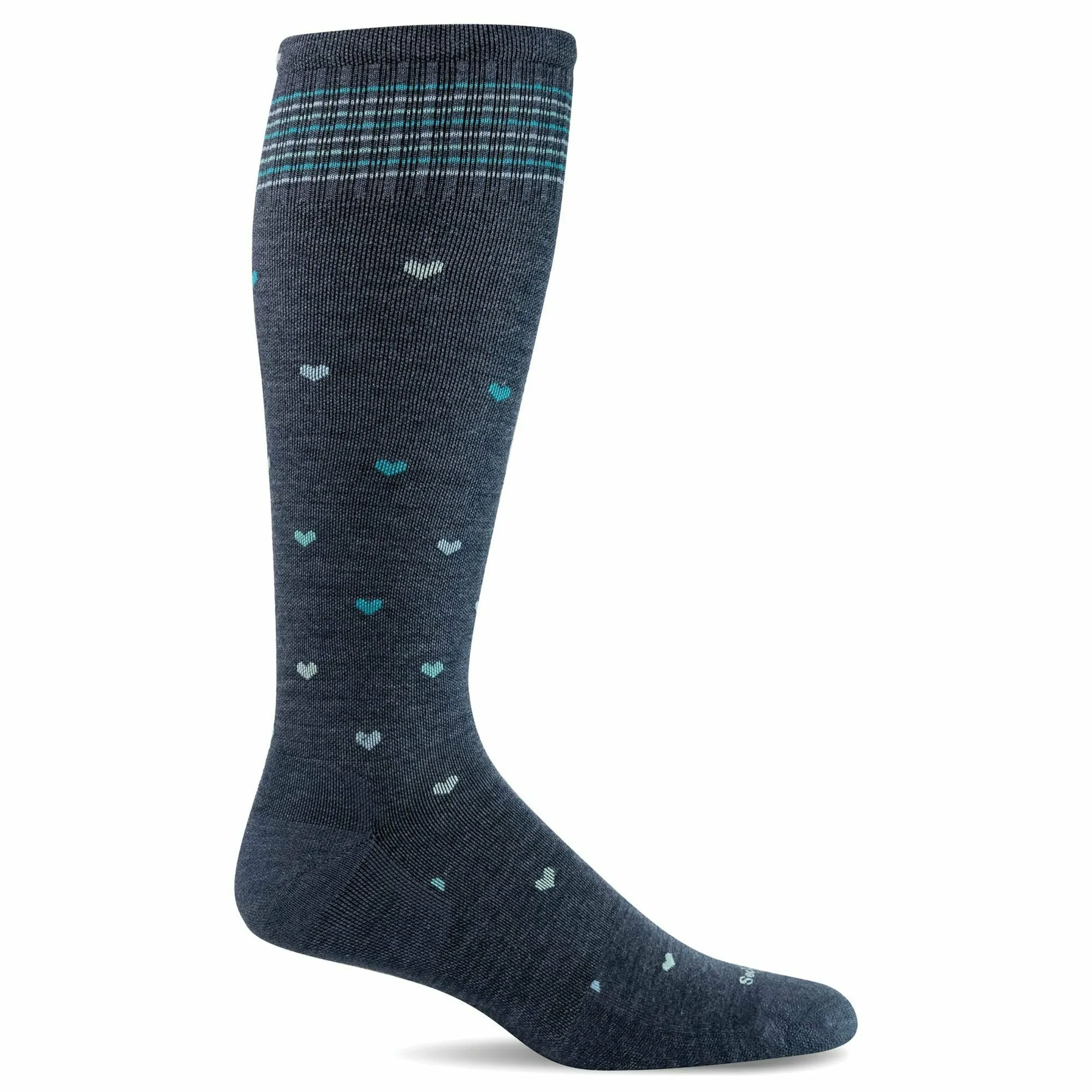 Sockwell Womens Full Heart Wide Calf Fit Moderate Compression Socks