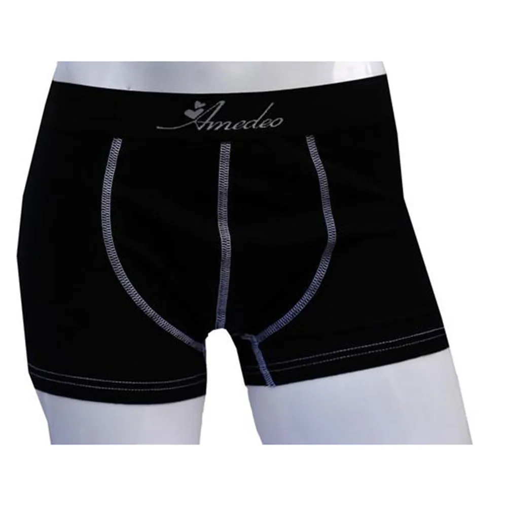 Solid Black Mens Boxer Briefs - Cotton Underwear Trunk for Men