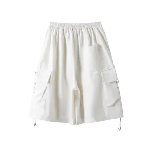 Solid Color Drawstring Casual Shorts